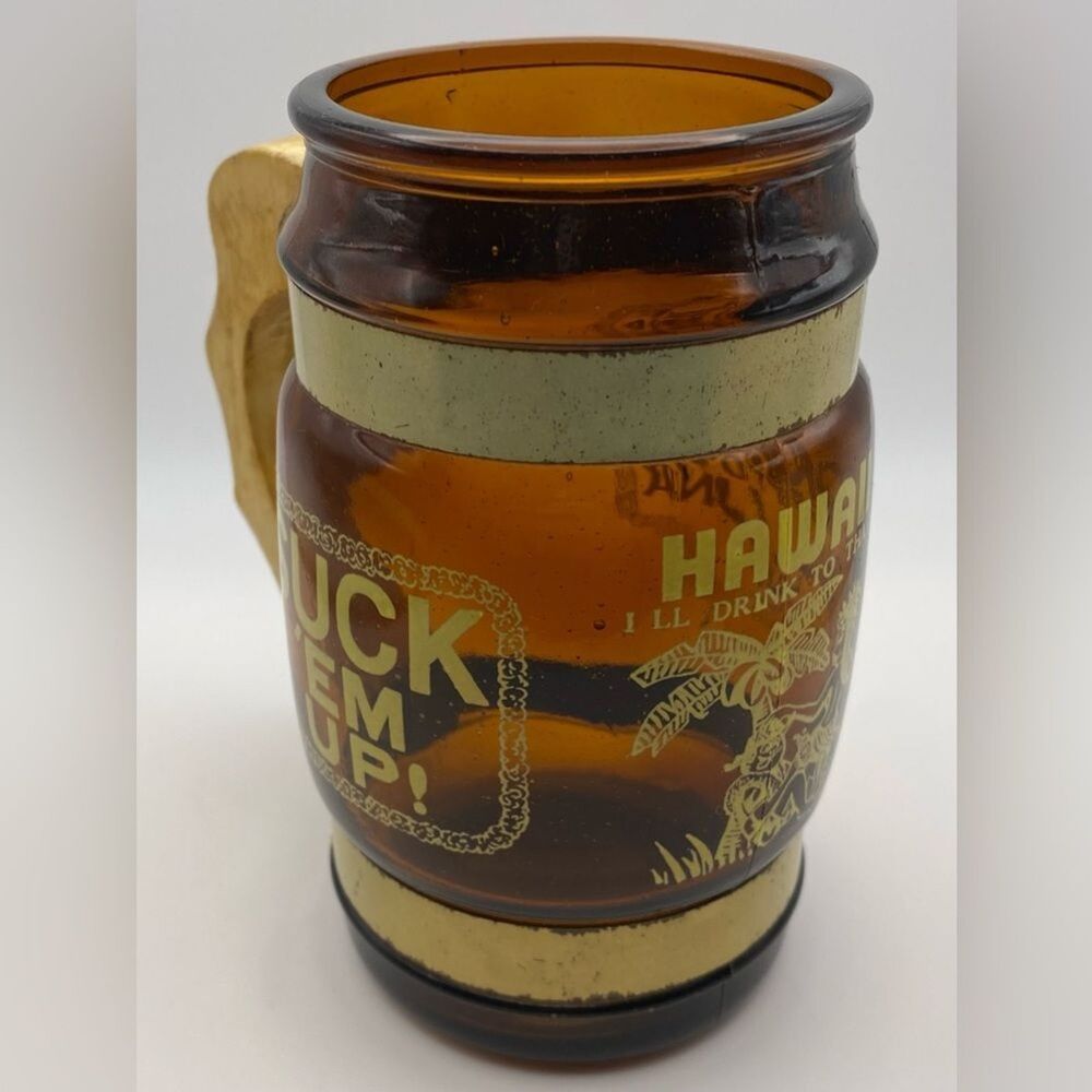 Vintage Siesta Ware Style Brown Barrel Mug Hawaiian Cup